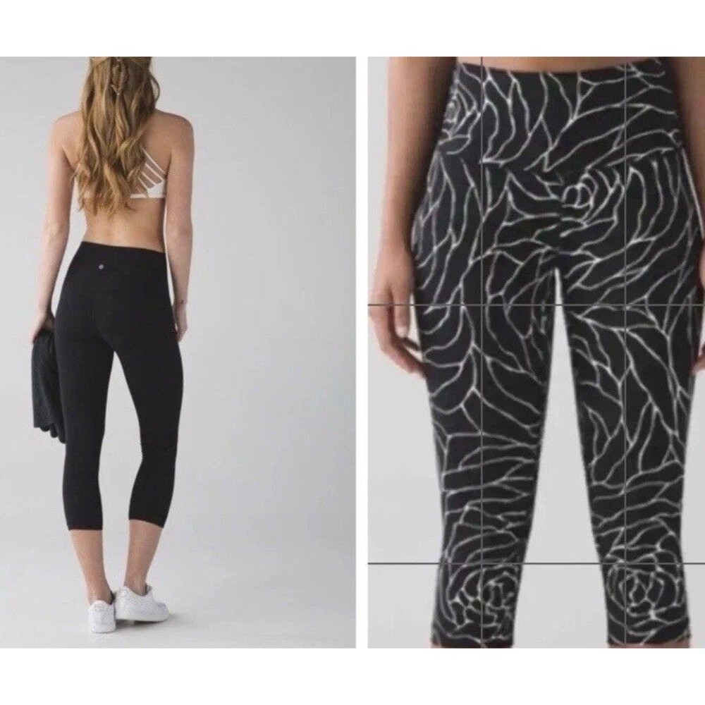 Lululemon BUNDLE OF 2  Align Cropped Leggings  Black PRINT SZ 10